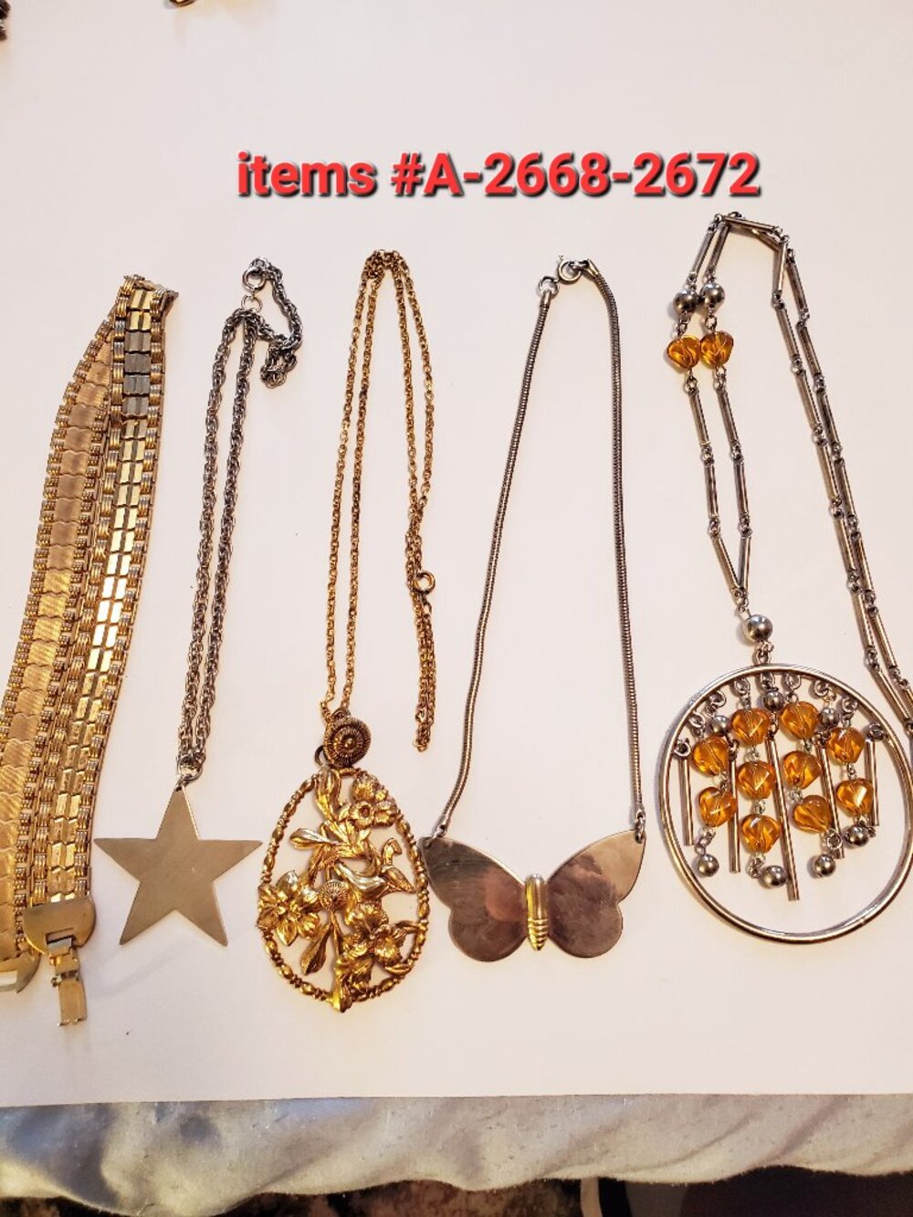 5 Necklaces, items # A-2668-2672,. wt 170 grams,